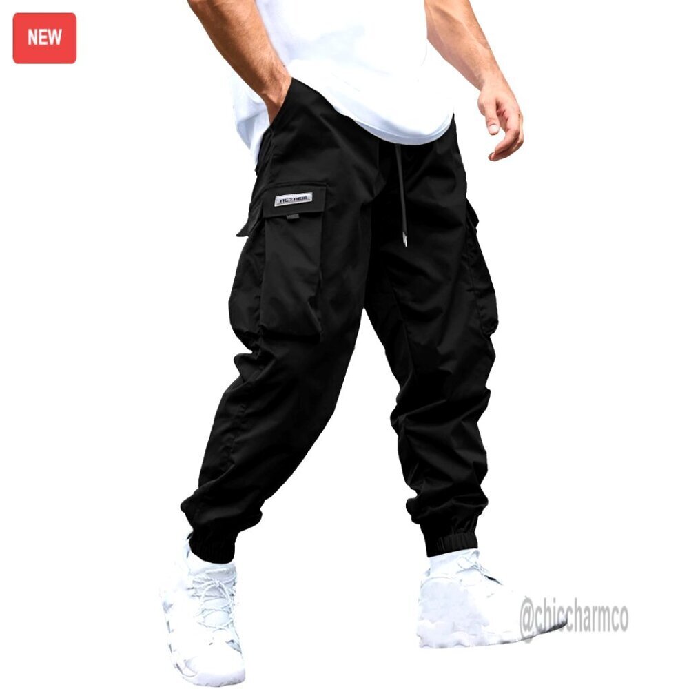 Men's Cargo Joggers Pants Elastic Waist Drawstring Casual Sweatpants Techwear - Picture 1 of 6